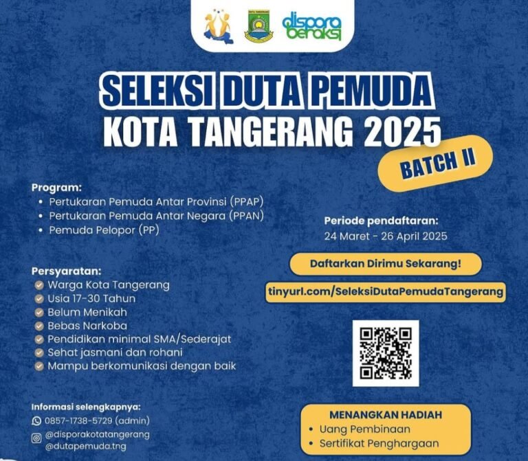 Pengumuman Seleksi Duta Pemuda Kota Tangerang 2025