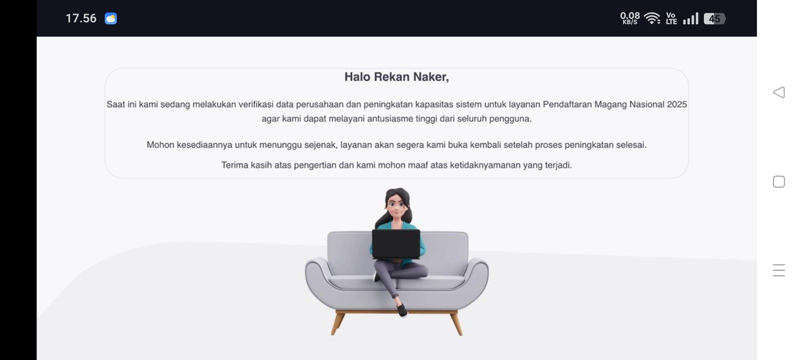 Website Resmi Kemnaker Error