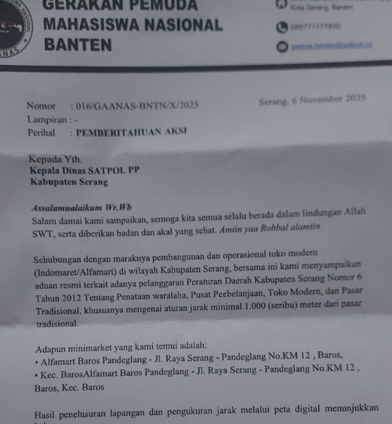 surat pemberitahuan aksi kepada Satuan Polisi Pamong Praja