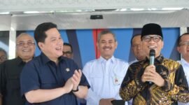 Menteri Pemuda dan Olahraga (Menpora) RI Erick Thohir menerima kunjungan Menteri Desa dan Pembangunan Daerah Tertinggal (Mendes PDT) Yandri Susanto di Graha Kemenpora, Jalan Gerbang Pemuda Nomor 3, Senayan, Selasa (21/10) pagi.(foto:bagus/kemenpora.go.id)