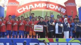 Menteri Pemuda dan Olahraga (Menpora) RI Erick Thohir menghadiri Upacara Penutupan Festival Sepak Bola U-12 dan U-15 Piala Presiden 2025 di Stadion Gelora 10 November Tambaksari, Surabaya, Jawa Timur (Jatim), Kamis (2/10) sore. (foto:bagus/kemenpora.go.id)