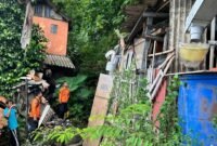 Hujan deras yang disertai angin kencang mengakibatkan sebuah pohon tumbang di wilayah Link Babakan