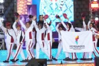 Pekan Olahraga Nasional (Pornas) XVII Korps Pegawai Republik Indonesia (Korpri) Tahun 2025 resmi dibuka oleh Wakil Menteri Pendayagunaan Aparatur Negara dan Reformasi Birokrasi (Wamen PANRB) Purwadi Arianto di Stadion Jakabaring Sport City, Palembang, Minggu (5/10) malam.(foto:Herry/kemenpora.go.id)