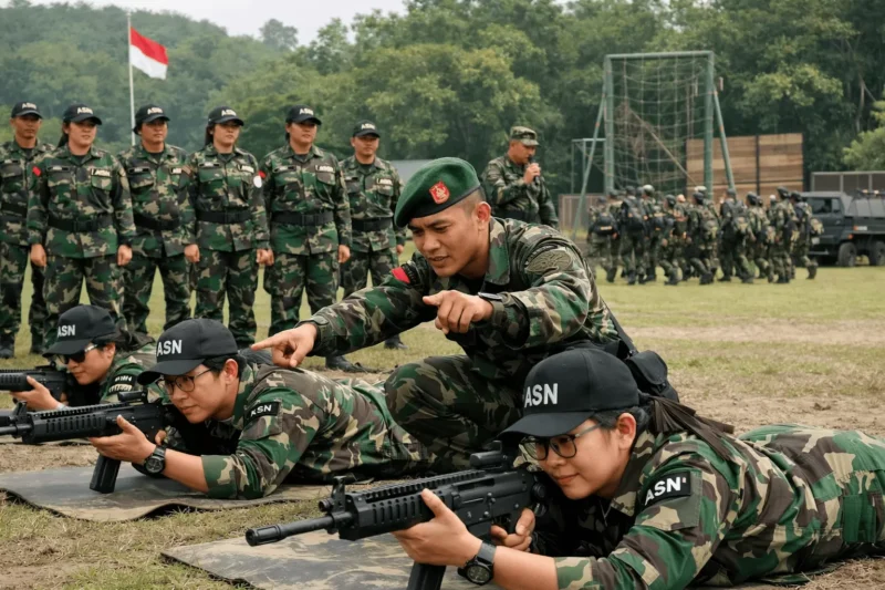 Ilustrasi pelatihan Komponen Cadangan (Komcad) yang melibatkan ASN (Pojokbogor.id)
