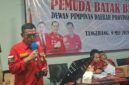 Todo Nainggolan, dalam Orasi kemenangannya di gedung DPD KNPI Kota Tangerang. (Doc. Ist/PB)