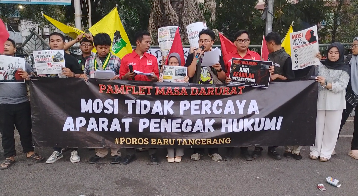 Poros Baru Tangerang bacakan Pernyataan Sikap lantangkan mosi tidak percaya terhadap APH (foto/istimewa)