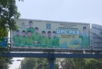 Billboard ucapan selamat dan sukses kepada jajaran pengurus DPC PKB Kota Tangerang berada di Jalan Sudirman (Istimewa/PB)