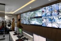 Suasana ruang pusat kendali yang menampilkan pemantauan puluhan kamera pengawas (CCTV) untuk mendukung pengawasan lalu lintas dan koordinasi operasional (foto/ANTARA/HO-Pemkot Tangerang).