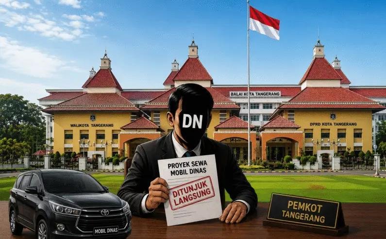 Ilustrasi ai: dugaan monopoli sewa mobil pemkot tangerang. (Doc. PB/Ist)