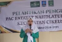 Ketua Fatayat NU banten, Menawati. Memberikan sambutan pada acara konferancab (foto.Ist/PB)