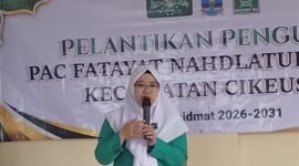 Ketua Fatayat NU banten, Menawati. Memberikan sambutan pada acara konferancab (foto.Ist/PB)