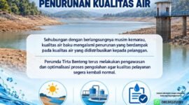 Perumda Tirta Benteng Kota Tangerang menyampaikan pengumuman terkait penurunan kualitas air akibat musim kemarau. (Sumber: Ig/@perumdatirtabenteng)